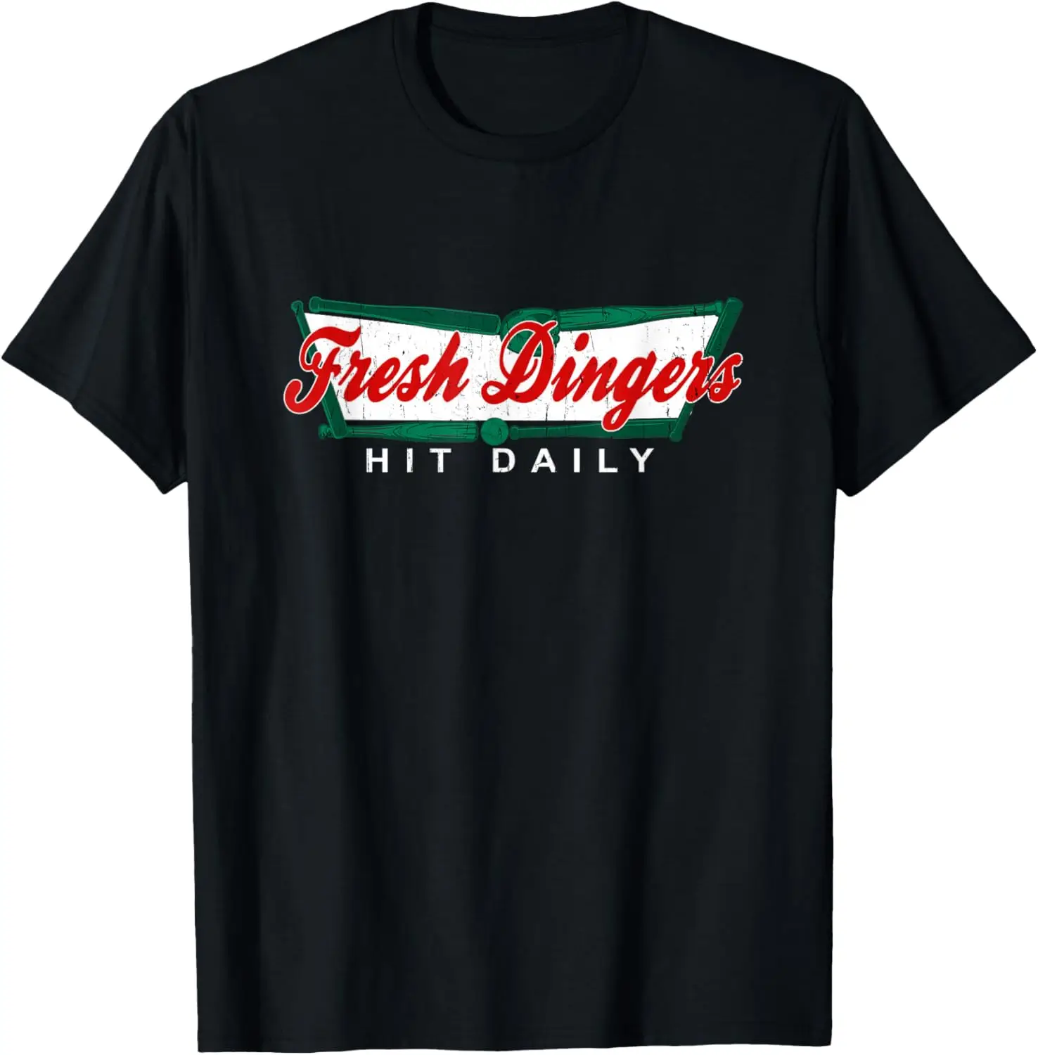 Fresh Dingers Hit Daily Baseball Softball Funny Graphic Tee Soft Cotton T-Shirt