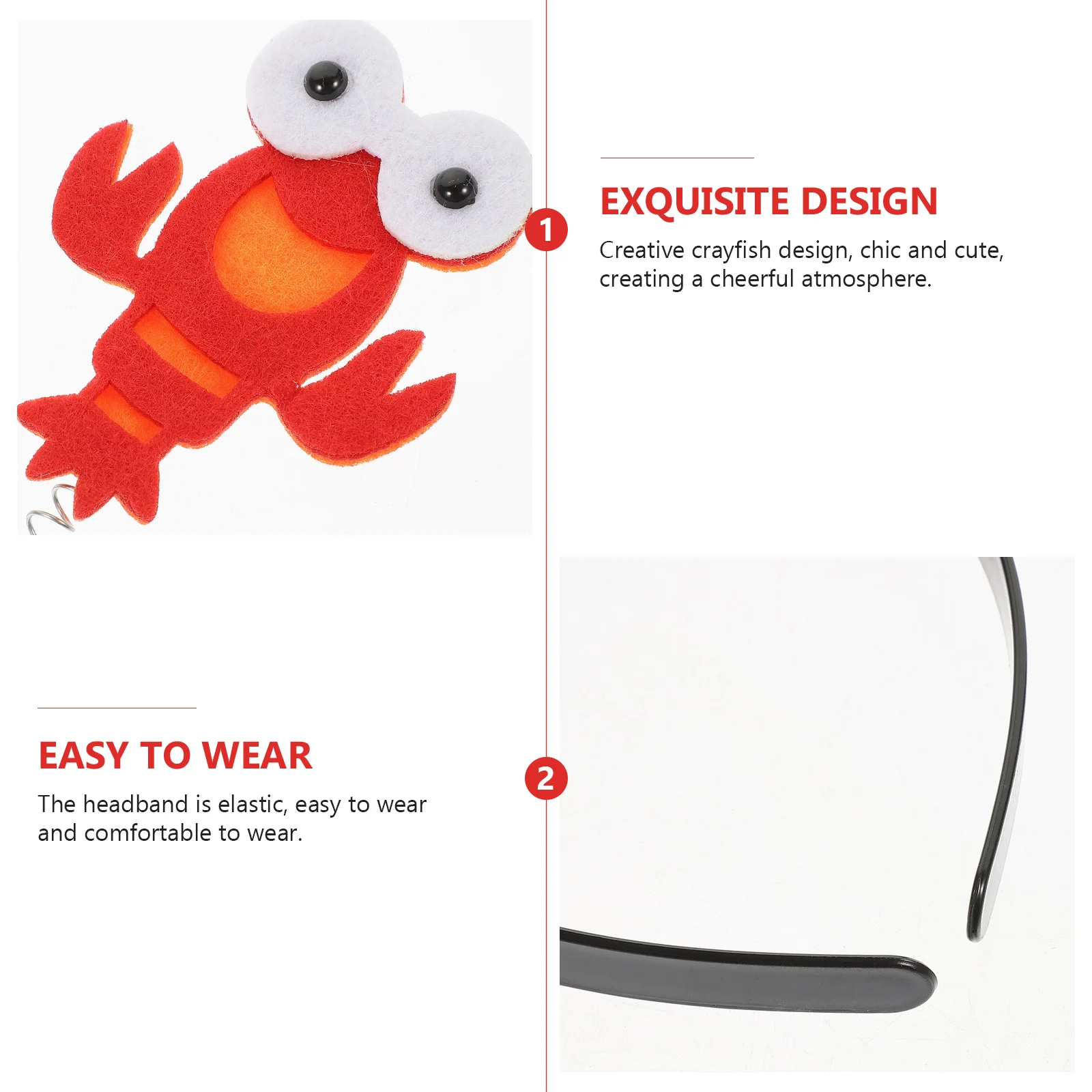 

4Pcs Crayfish Headband Cute Kids Hair Hoop Adorable Hair Accessories for Holiday Costume Mardi Gras Cosplay Performance