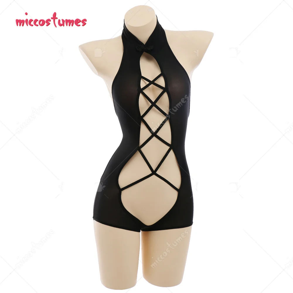 Woman Sexy Fashionable Japanese Style Sexy Lingerie for Women Backless Halter Bodysuit for Fun Cheongsam Lace-Up Style