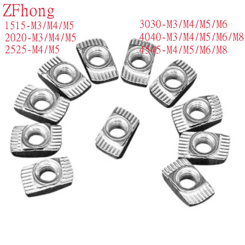 10-100PCS m3 m4 m5 m6 m8  T-nut T Nut Hammer Drop In Sliding Nut Fasten 1515 2020 2525 3030 4040 4545 EU Aluminum Extrusion