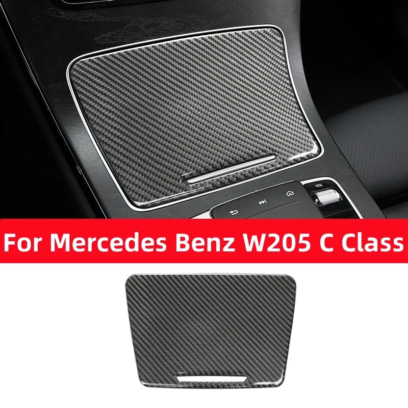 For Mercedes Benz C GLC Class W205 X253 Car Accessories Carbon Fiber Interior Auto Central Cup Holder Panel Trim Cover Sticker