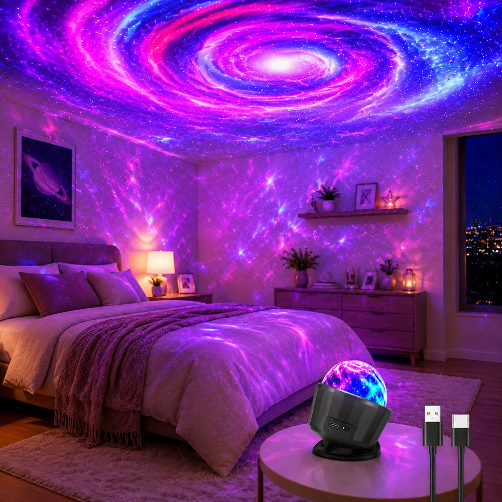 Galaxy Projector Night Light, Star Projector for Bedroom, Led Nebula Projector with Colorful Galaxy Lights, Ambient Room Decor