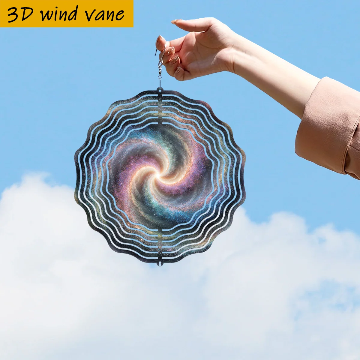 CIFBUY 3D Galaxy Vortex Wind Chime Metal Spinner with 360 Rotating Hook Dreamy Hanging Ornament for Garden Patio Outdoor Indoor