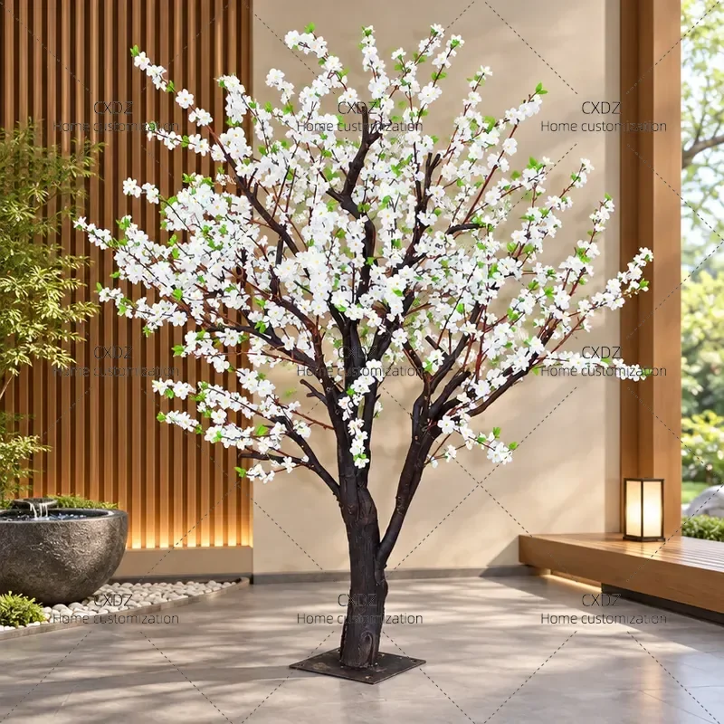 Simulation Pear Flower Tree Artificial Fake Plant for Interior Decoration Stage Performance Props Floor Standing Floral
