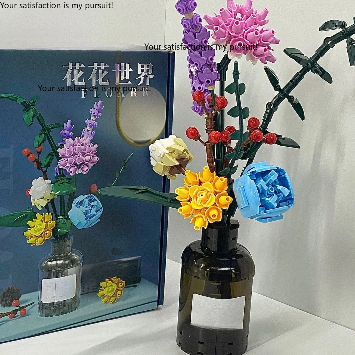 Eternal Flower Building Block Bouquet with Osmanthus Rose Orchid, Assembly Decor Gift for Girlfriend