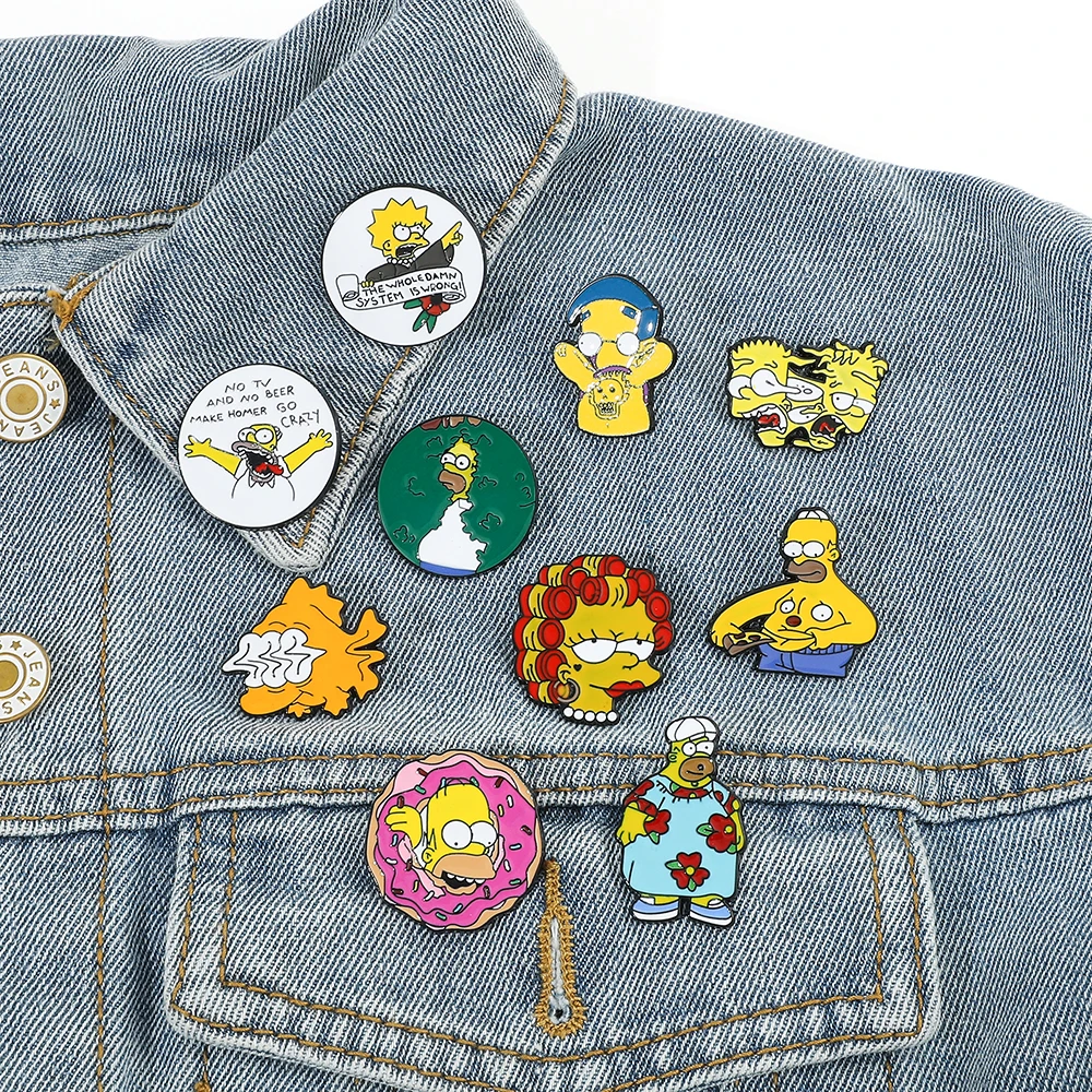 The Simpsons Hard Enamel Pins Collection Cartoon Brooch Backpack Hat Bag Collar Badge Denim Collar Lapel Pin Jewelry Kids Gift