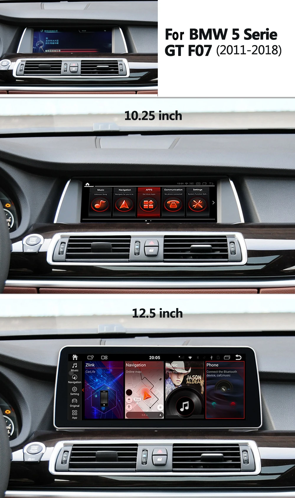 Autoradio Android avec Navigation GPS, Écran Tactile, Stéréo, 2Din, Unité Sauna, Lecteur de Limitation, BMW Série 5, IGHTF07, 2011-2017