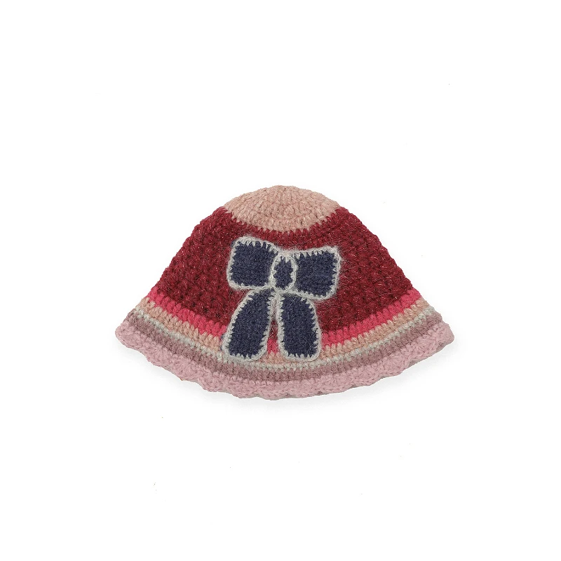 

Knitted Woolen Hat Women's Fall Winter Ear Protection Cold Hat Street Vintage Bow Knit Hat