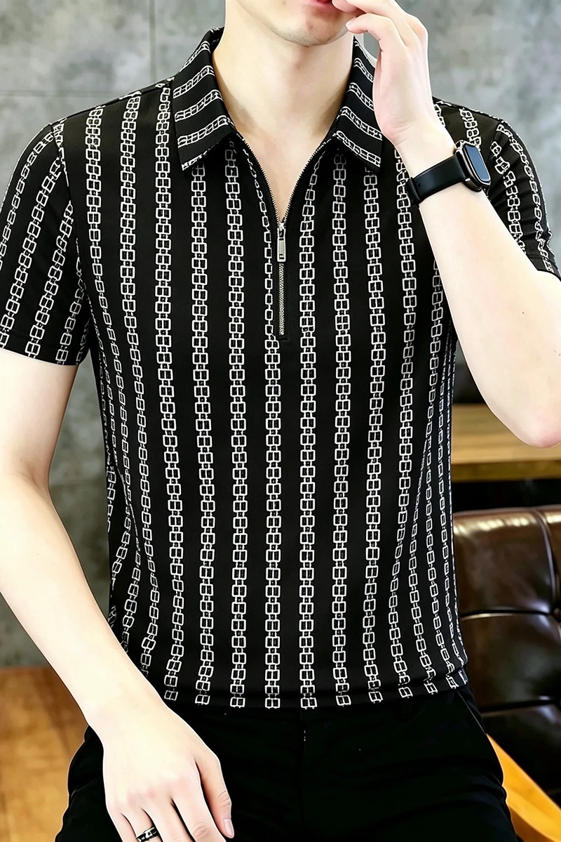 2026 Summer New Style Men's Cool and Breathable Half-Zip Collar Polo Shirt Short Sleeve