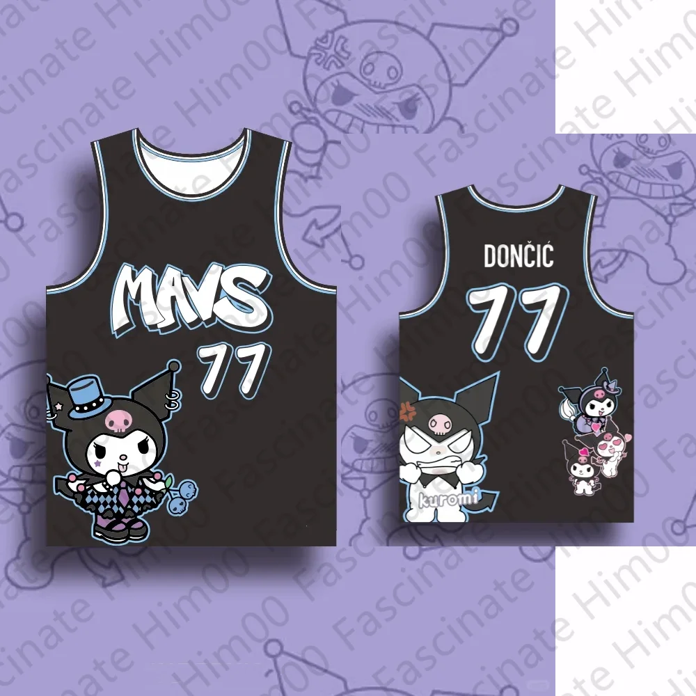 New Disney Kuromi Children Vest Doncic Basketball Jersey USA Boy Basketball Jersey Girls Cartoon Print Sleeveless Vest