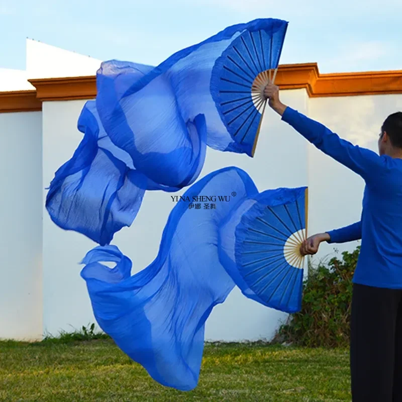 100 Silk Dance Fans 1 Pair Belly Dance Fans For Women Left Hand And Right Hand Bamboo Handle High Quality Silk Fans 9 Colors