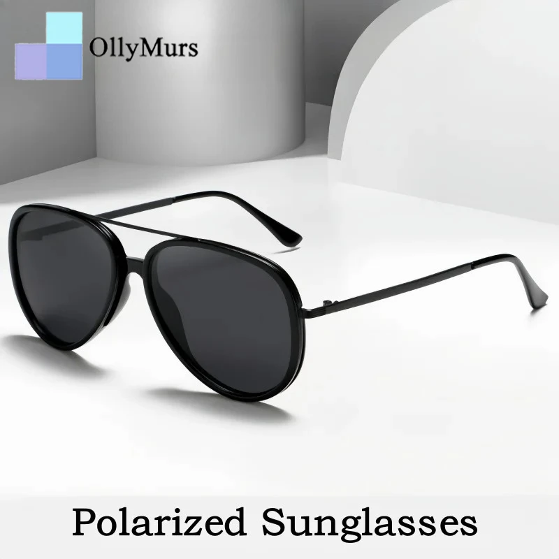 

OLLYMURS Men's and Women's Pilot Polarized Sunglasses Fashion Trend Double Beam Alloy Driving UV400 Optical Eyeglasses 2848