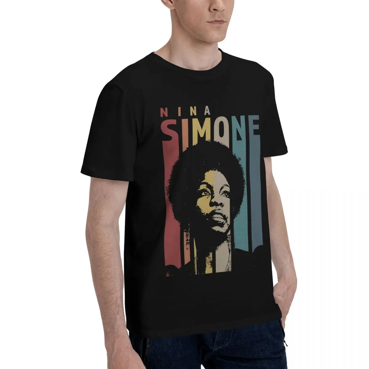Nina Simone Singer 100% Katun Kasual Bernapas Nyaman Top Pakaian Pria Merek Kemeja Lucu