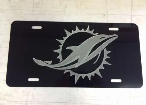Logo Car Tag Etched on Black Aluminum License Plate Aluminum
