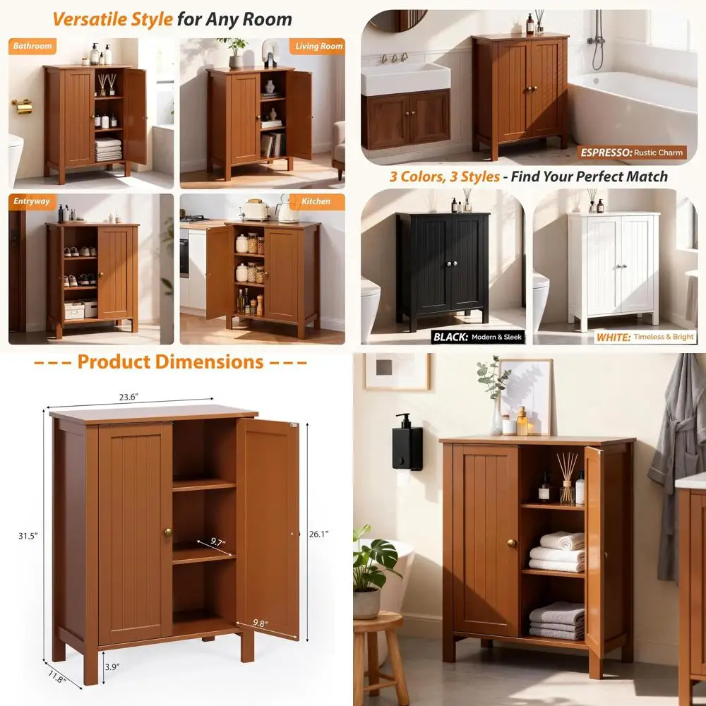 

Отдельно стоящий деревянный шкаф-тумба в деревенском стиле, коричневый, для ванной, прихожей или гостиной, высота 31,5 дюйма
