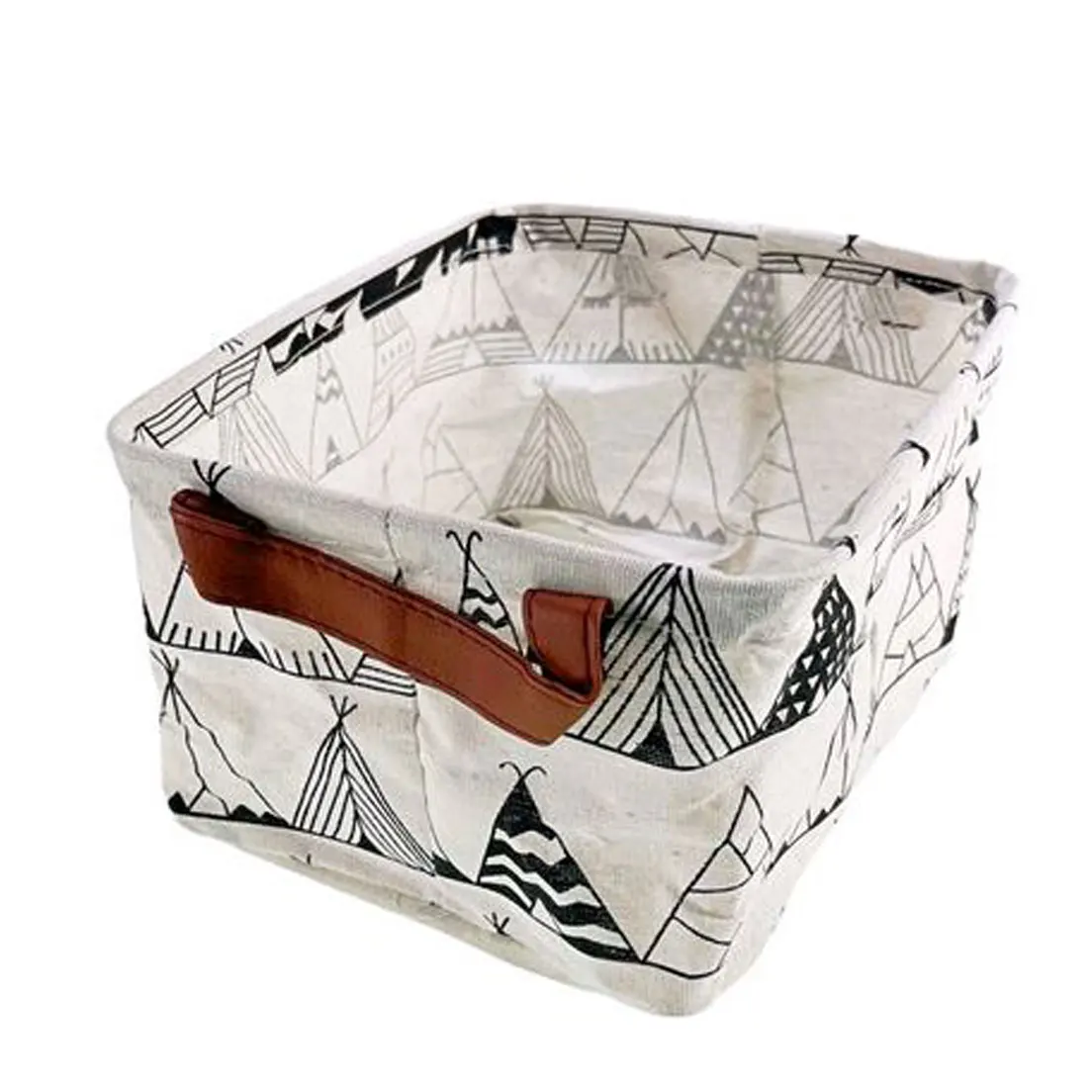 Folding Polyester Organizer Basket With Decorative Handle Ocas