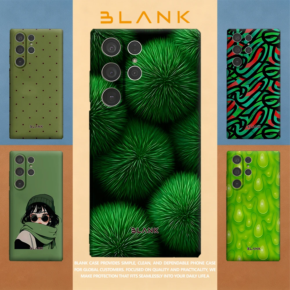 Green Puff For Samsung Galaxy S26 S25 S24 A56 A36 Phone Case Protection Cover for Women Girl Blank