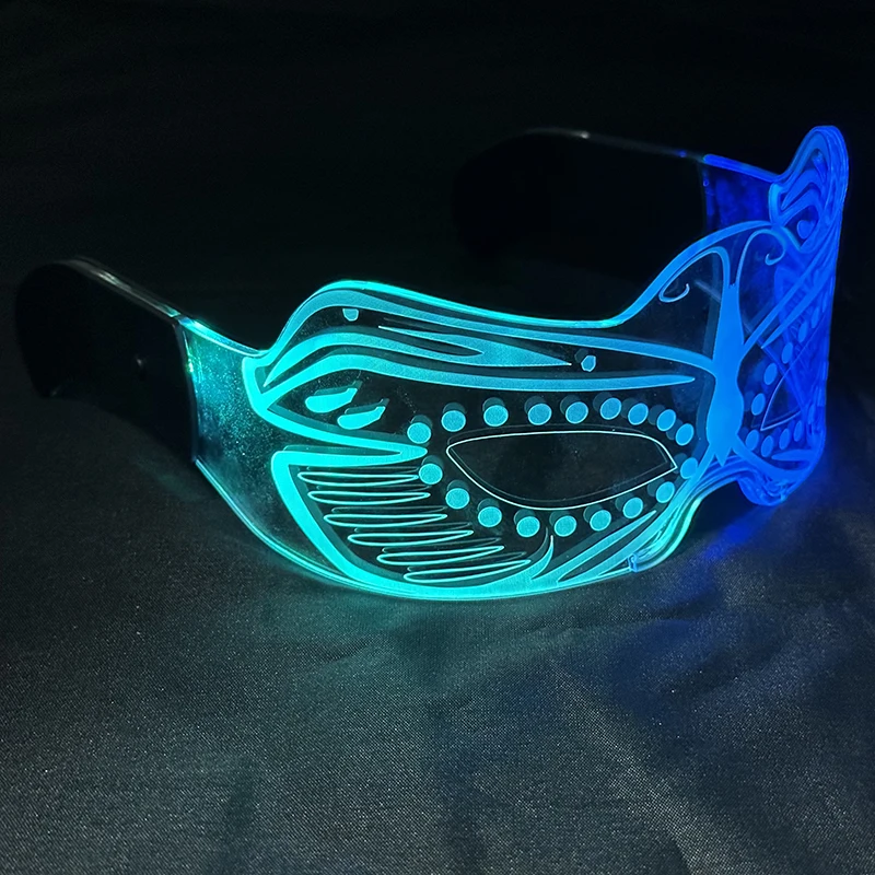 Fashion Half Face Colorful Mask Men Women Masquerade Supplies Cosplay Glowing Costumes Accessory Luminous Butterfly Pattern Prop