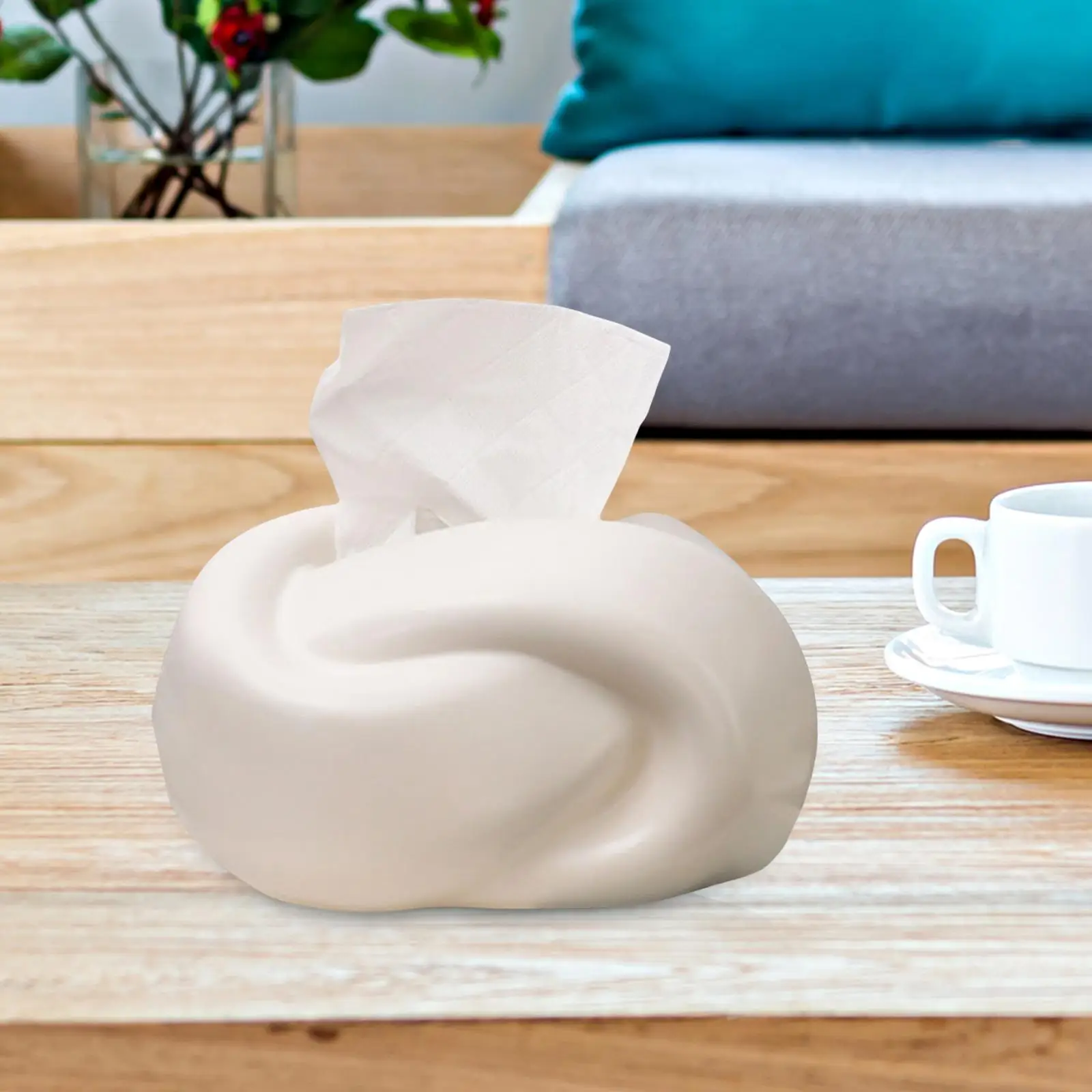 Stylish Tissue Box Cover Ceramic Decoration Case Housewarming Gift Facial Napkin Holder for End Table Living Room Office Desk view 3