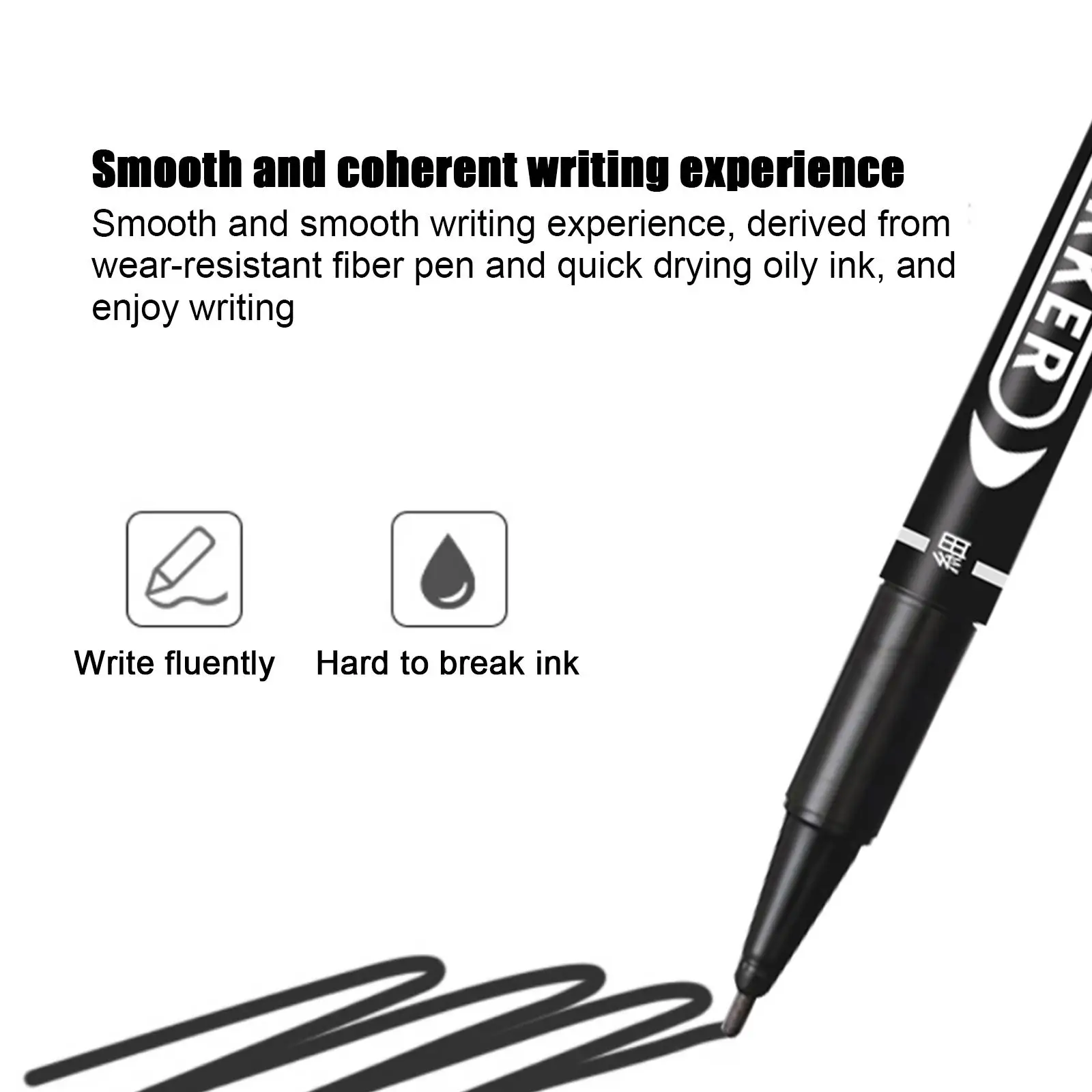 

Premium Dual Tip Permanent Marker Pen - Fine & Broad Black Ink (2.8mm) Dual-Tip Black Permanent Marker Pen For Artists U5I3
