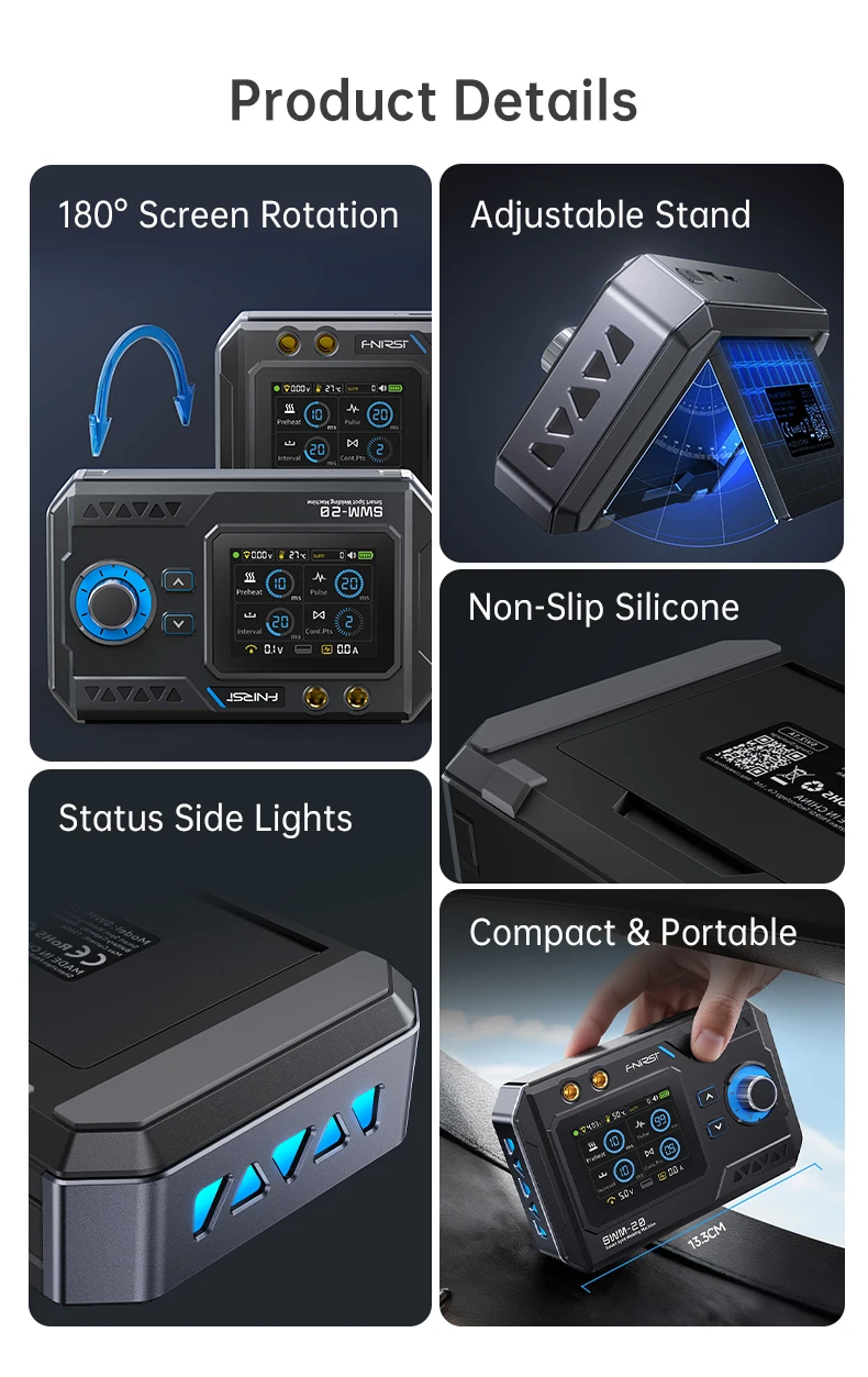 FNIRSI SWM-20 Tragbares DIY-Batteriewerkzeug, Doppelpuls 1200A Ausgang, 0,1-0,5mm Nickelblech, 5000mAh Powerbank-Funktion, Typ-C – Detail 14