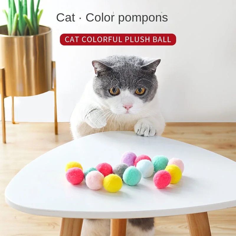 Colorful Plush Ball Cat Toys for cats Molar Bite Resistant Bouncy Interactive Funny Cat Balls Chew Toy Pet products Dropshipping