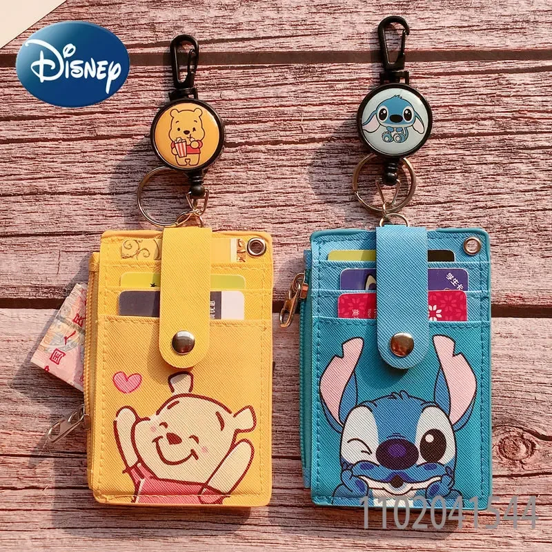 Disney Mickey Mouse ID Card Holder for Women Girl Student  Sleeve Retractable Neck Strap Campus Bus Student Access Card