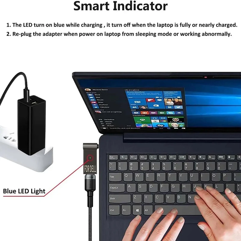 USB C To 7.4Mm Laptop Charging Adapter Female Type C To Male DC 7.4 X 5.0Mm Barrel Jack Plug Converter 100W PD Charger