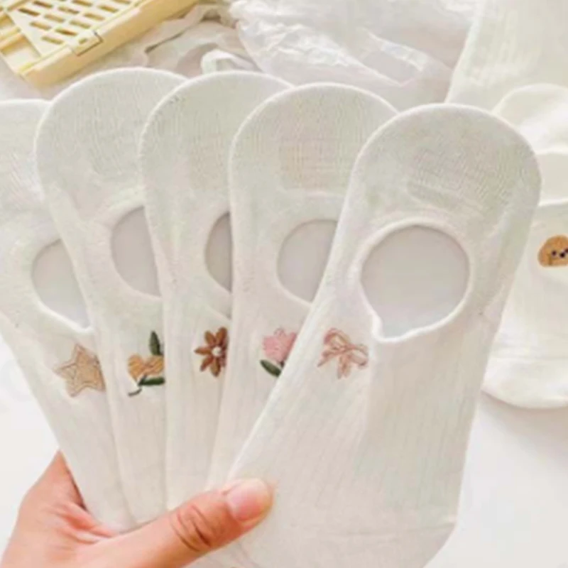 Kaus Kaki Katun Warna Solid Musim Panas Kaus Kaki Ringan Tak Terlihat Kaus Kaki Anti Selip Kaus Kaki Pendek Sejuk Kasual Kaus Kaki Perahu Nyaman