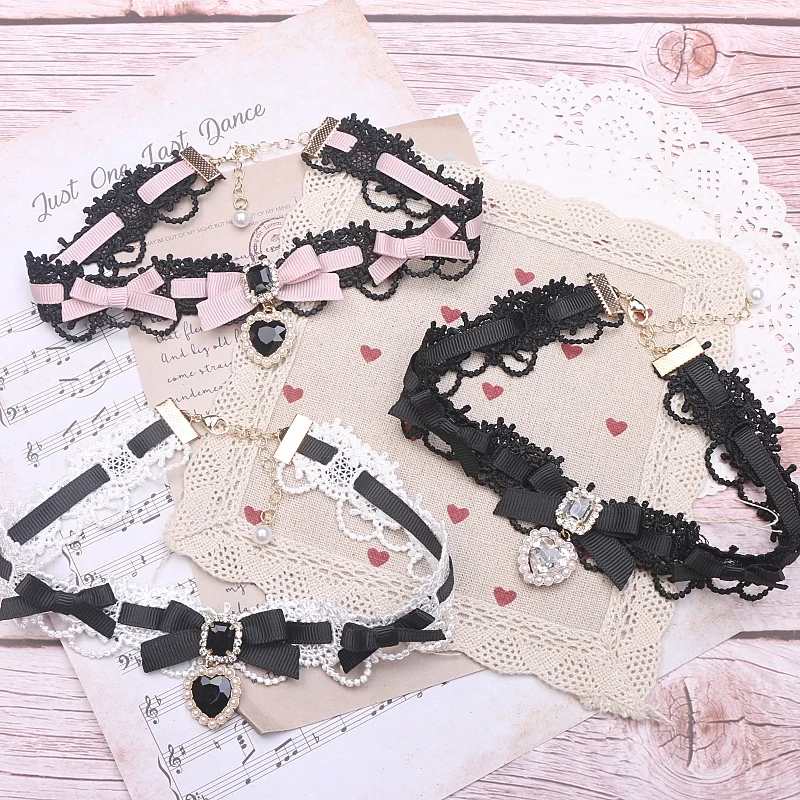 Handgemaakte Lieve Koele Meid Vrouwen Ketting Japanse Mijn Serie Parelboog Liefde Hanger Ketting Stickers Chyer Choker Vrouw