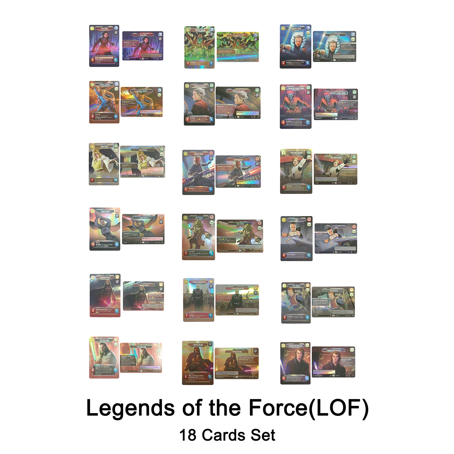 Tarjetas de la Serie Star Wars Legends of the Force, Tarjetas SHOWCASE, Tarjetas de Darth Revan/Anakin Skywalker/Cal Kestis (LOF)