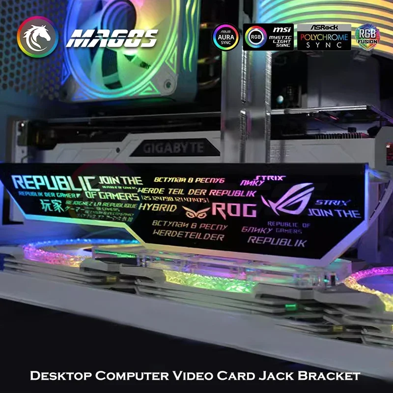 الخيال GPU قوس ARGB هالة مزامنة بطاقة الفيديو جاك قوس التثبيت الرأسي ل ASUS MSI AORUS الإيمان أسود/أبيض قطعة وزارة الدفاع