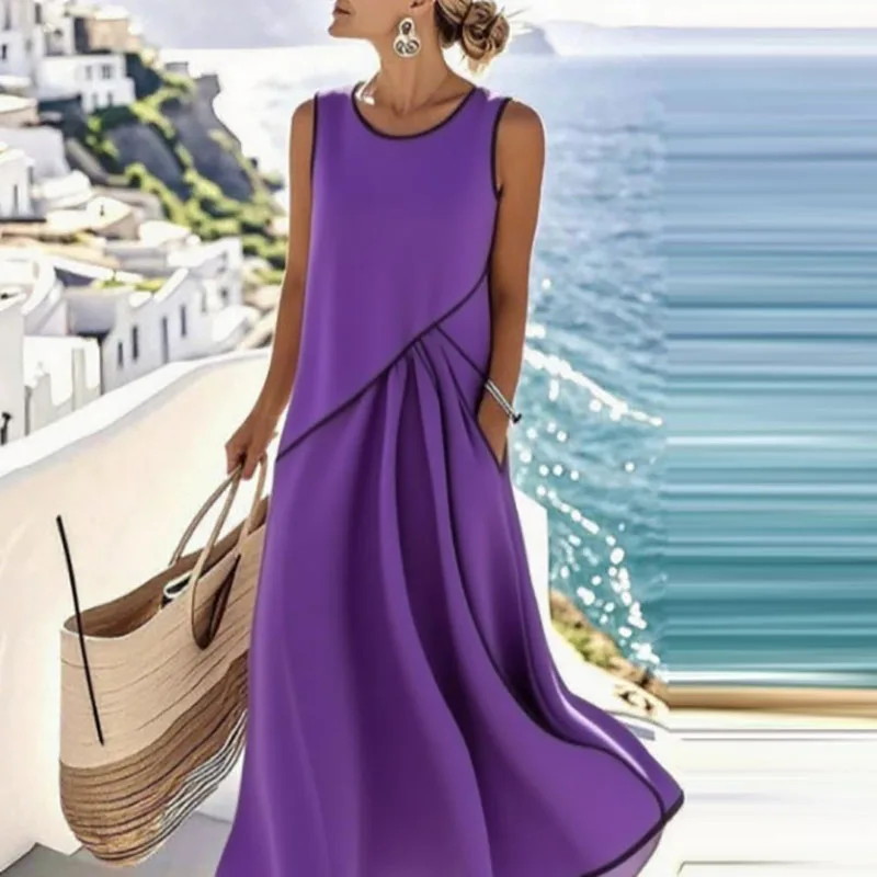 Striped Gradient Print Kink Long Dress Womens Spring Elegant V Neck A-Line Party Dresses Summer Short Sleeve Boho Vacation Dress