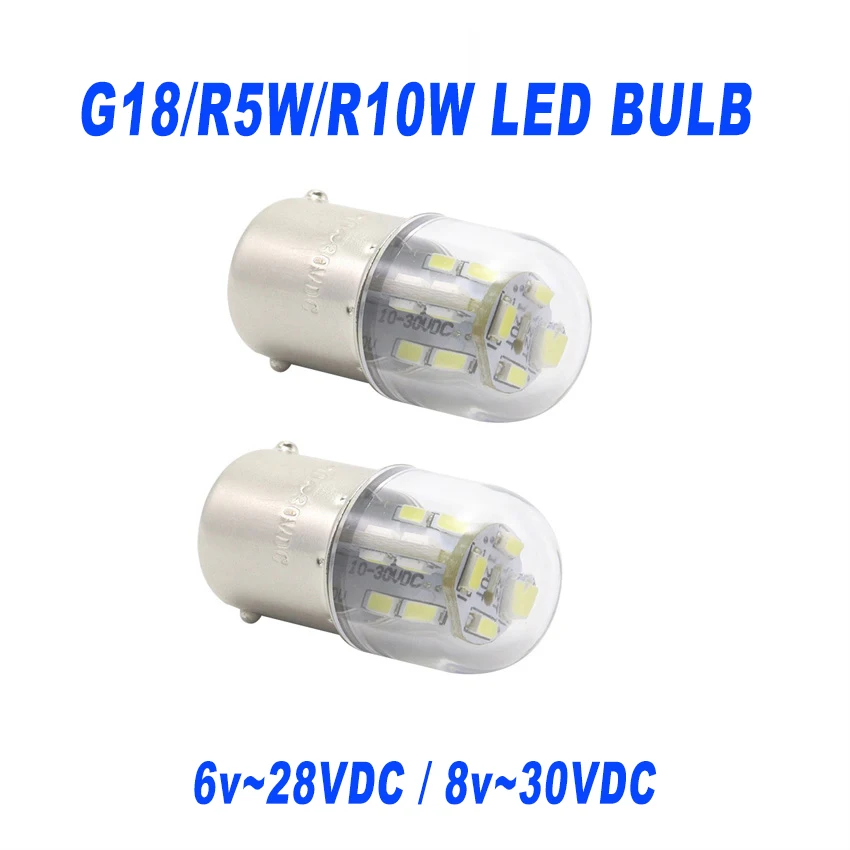 

Mini Bulb 6V 12-24V R5w Motorcycle Lamp G18 R10W Led Equipment Indicator Auto Light Source Turn Signal Rear Pack of 6