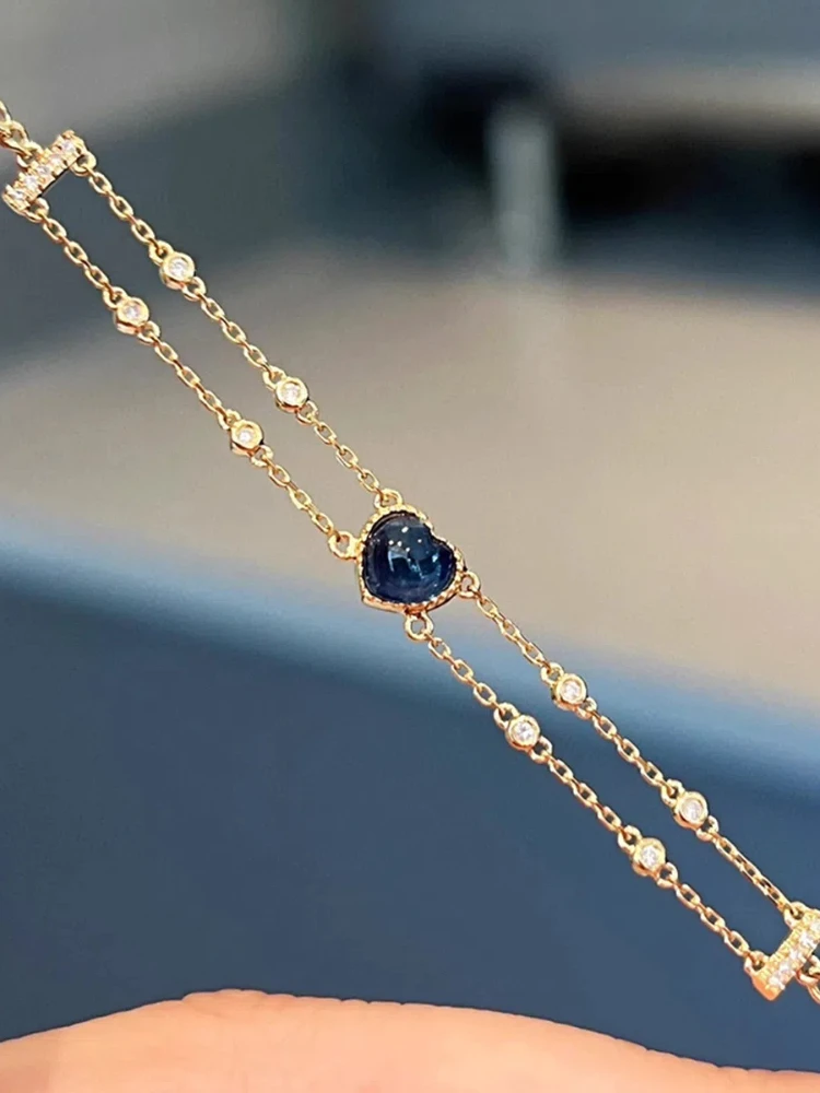 

Женский браслет из стерлингового серебра 925 пробы с синим цирконием Love Full Star, браслет, ювелирные изделия для женщин, повседневная одежда, подарки для праздничной вечеринки