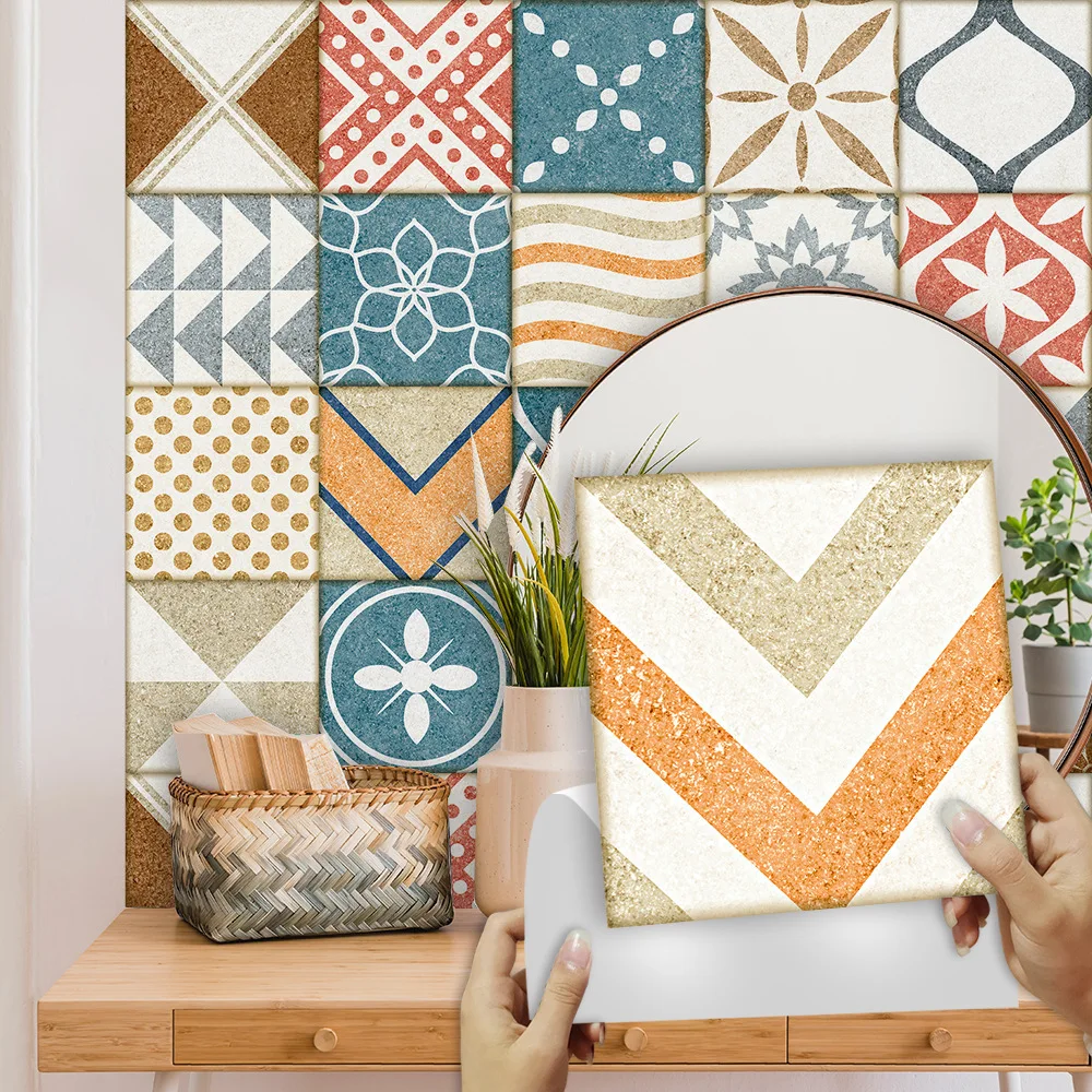 20 Pcs Vintage Matte Self-Adhesive Tile Stickers for Kitchen Bathroom Renovation, Wear-resistant Wall Decor Peel and Stick Home
