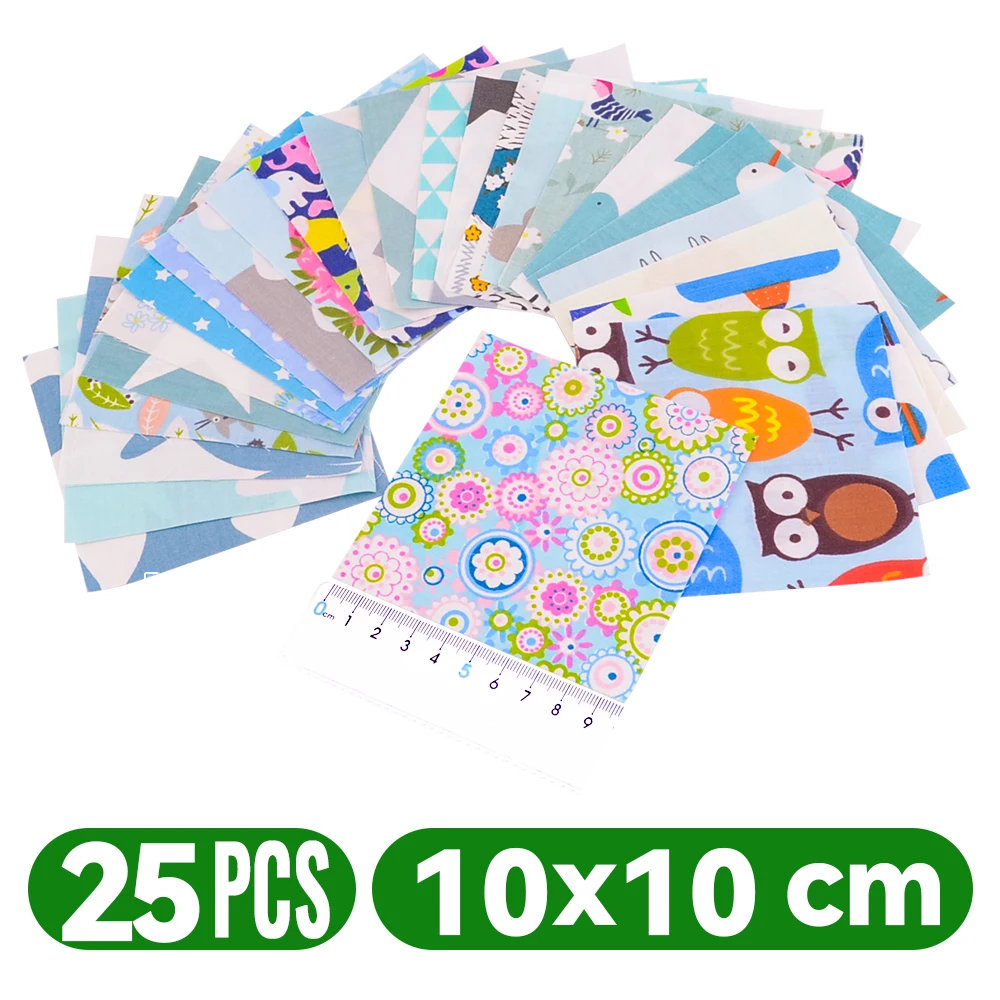 Teramila 100% dünnes Baumwoll gewebe Patchwork für Quilts, zufällige Farbe, kein Wiederholung design Tuch zum Nähen 19-50 teile/beutel 10*10 cm – Detail 15