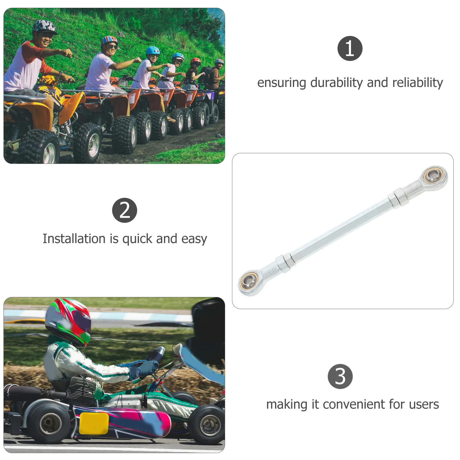 

Steering Tie Rod Assembly For Atv Chrome-Vanadium Steel Durable Steering Shaft Rod Replacement Easy Install Kit