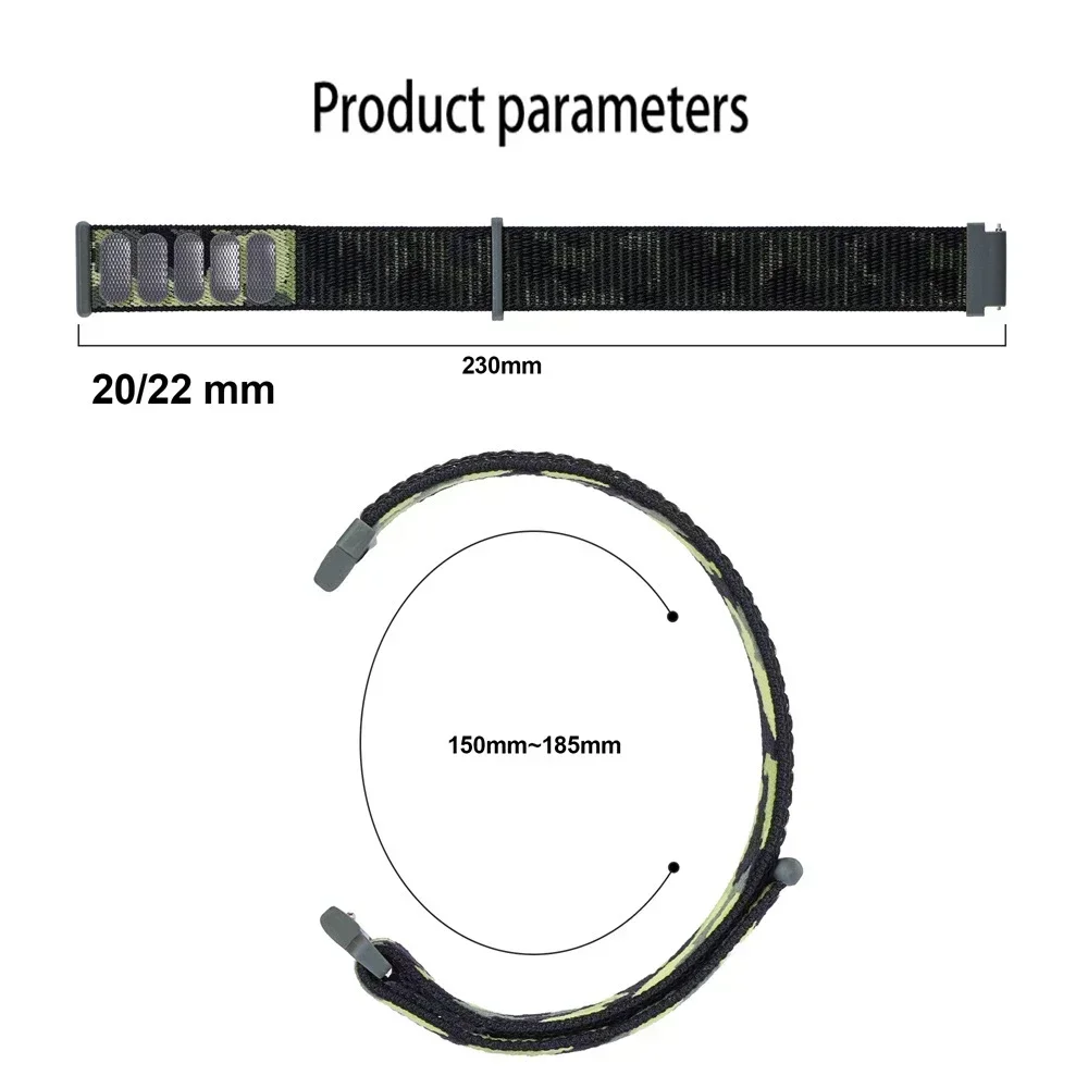 Камуфляжная нейлоновая петля 22 мм 20 мм для Garmin Vivoactive 6 5 4 3/Venu 2 3 SQ Band для Garmin Forerunner 55 245 255 265 965 745 645