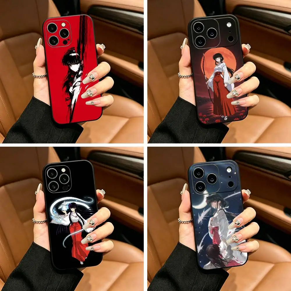 

Kikyo-Anime Character-Inuyasha Phone Case For iPhone 17,16,15,14,13,12,11 Pro Max,16Plus,XS Soft Black Cover