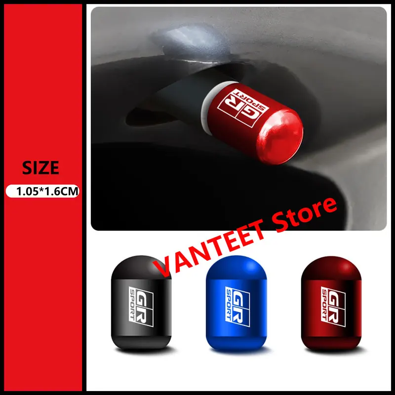 4PCS Alloy Tire Valve Caps GR Logo Car Sports Set Accessories For Toyota RAV4 Corolla Yaris Prius 85 86 Camry Vios