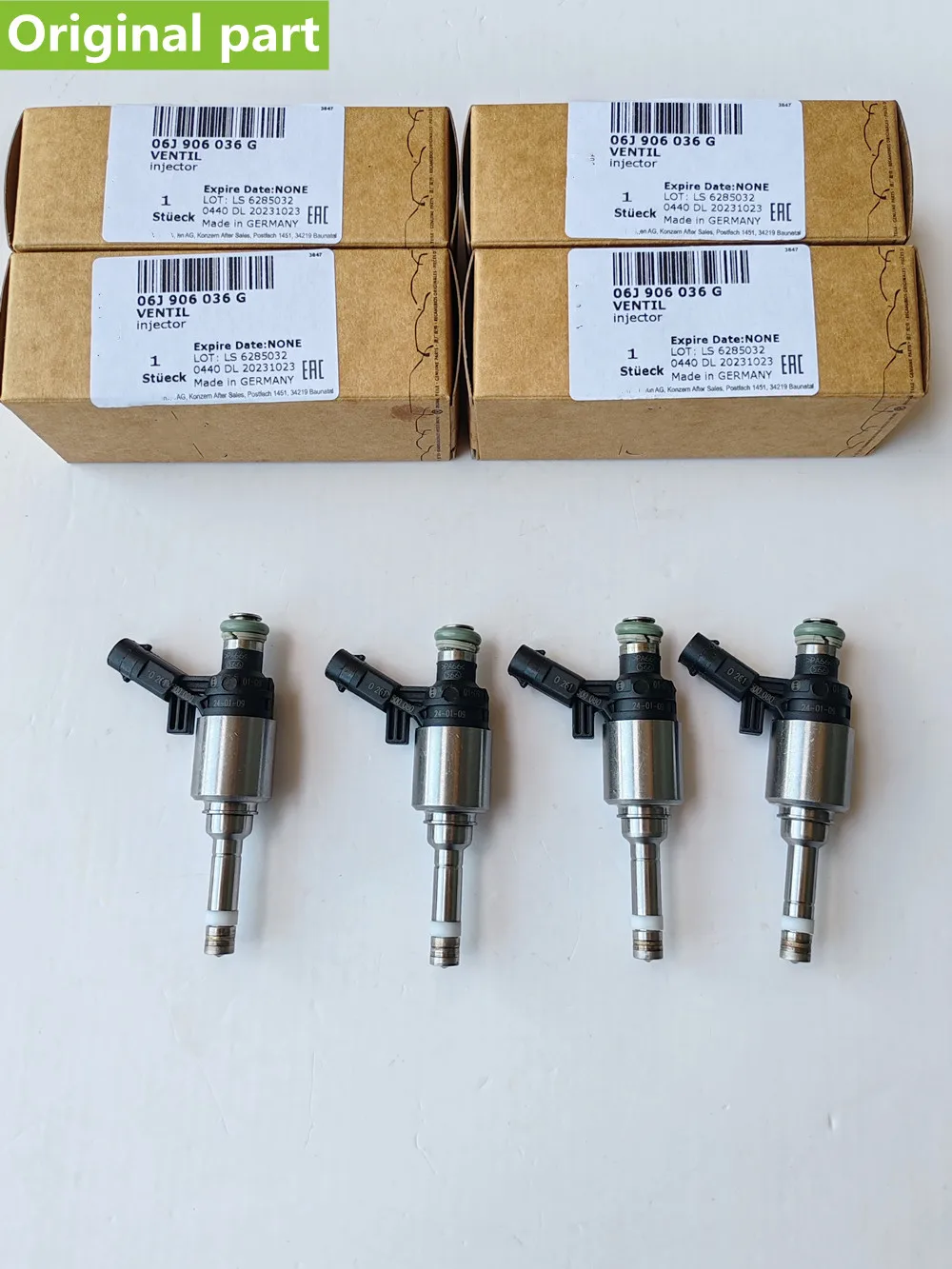 Ensemble d'injecteurs de carburant pour Audi A4, TT, VW, Jetta, Golf, CCTA, 2.0T, TSI, OEM 06H906036G, 06H906036E, lot de 4 pièces, fabriqué en Allemagne