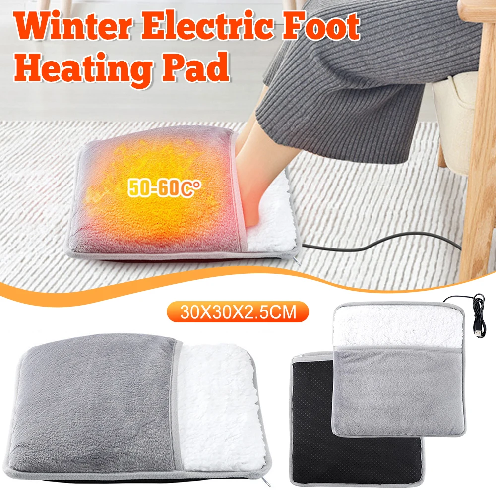 Electric Heated Foot Warmer Wearable Winter Soft Feet Heating Pad USB Heating Warming Slipper Winter Thermal Pad For Office Home