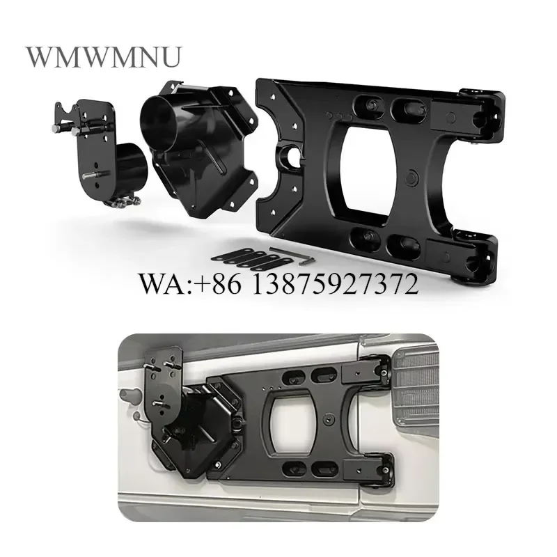 Wmwmnu Black Aluminum Adjustable Hinged Spare Tire Carrier Kit for JK 2007-2018 Off-road Accessories