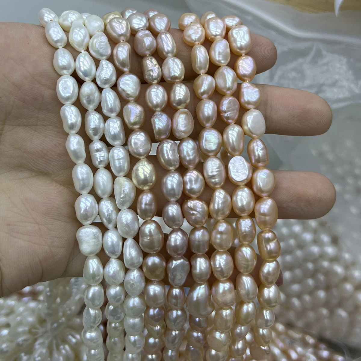 6‑7mm Natural White Mixed Rice - огляд і ціна Natural Freshwater Pearl Strand Loose Beads