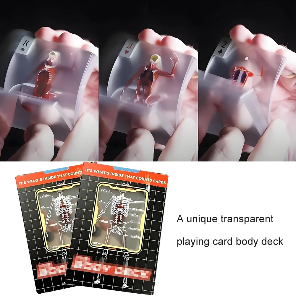

3D Image Educational Cards Reusable Body Transparent Playing Cards Human Anatomy Playing Cards for Anatomy Enthusiasts