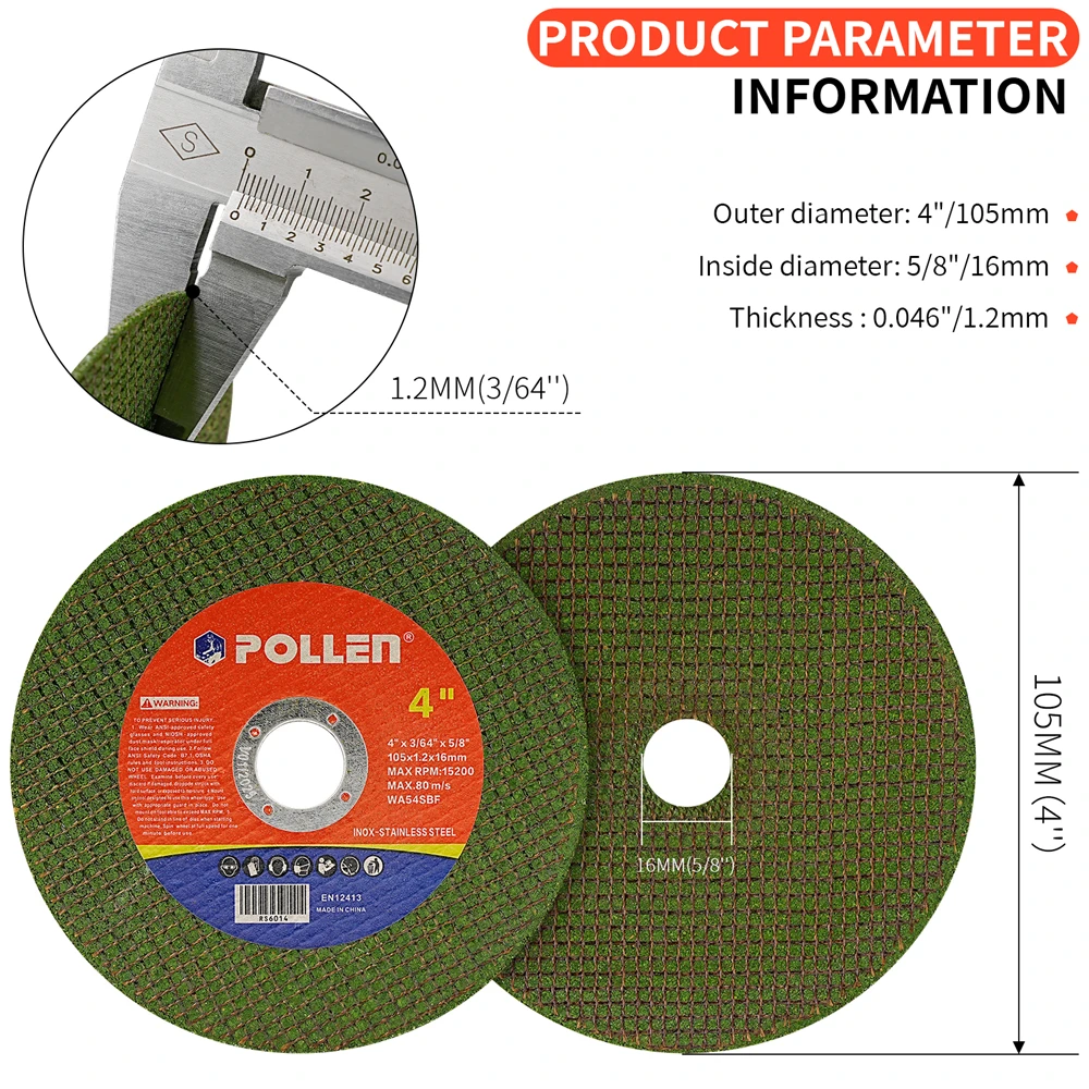 10Pcs 4 Inch Metal Cutting Disc 105mm Resin Cut -Off Wheel Angle Grinder Saw Blade for Cutting Metal Stainless Steel Iron