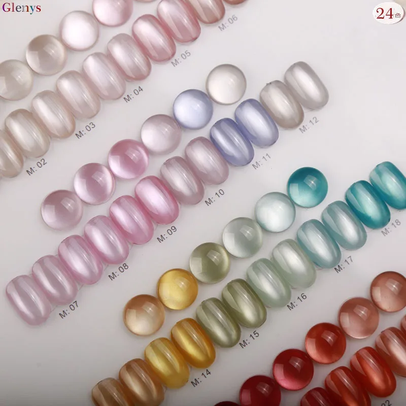 Glenys 24 couleurs perle de verre oeil de chat vernis à ongles colle populaire semi permanent immersion gel couleur carte UV LED vernis ensemble