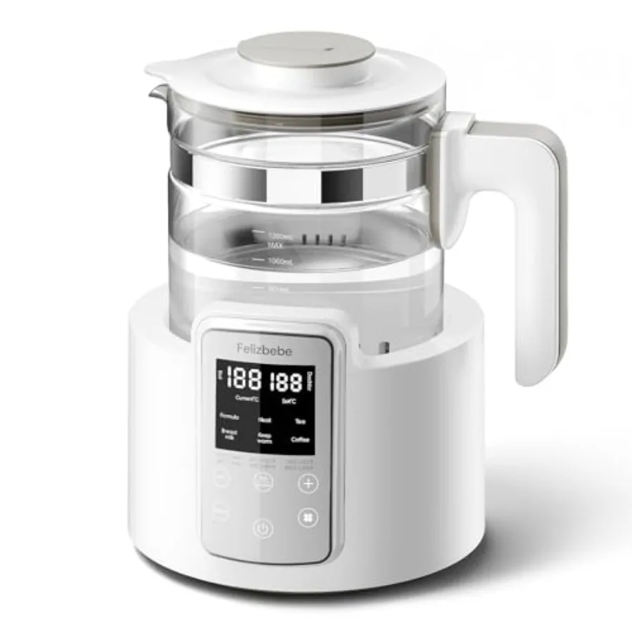 

Baby bottle warmer for home use stainless steel white fast heating with cooling fan and LCD display with 6 temperature presets