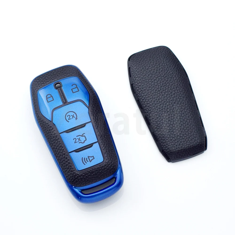 Soft TPU Leather Car Key Case Cover Shell Fob For Ford Fusion Mondeo Mustang F-150 Explorer Edge 2015 2016 2017 2018 Accessories